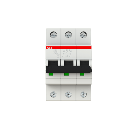 DISJUNTOR MINI 3P 32A 440V CURVA C 15KA S203-C32 REF. 2TAZ110300R1324 - ABB